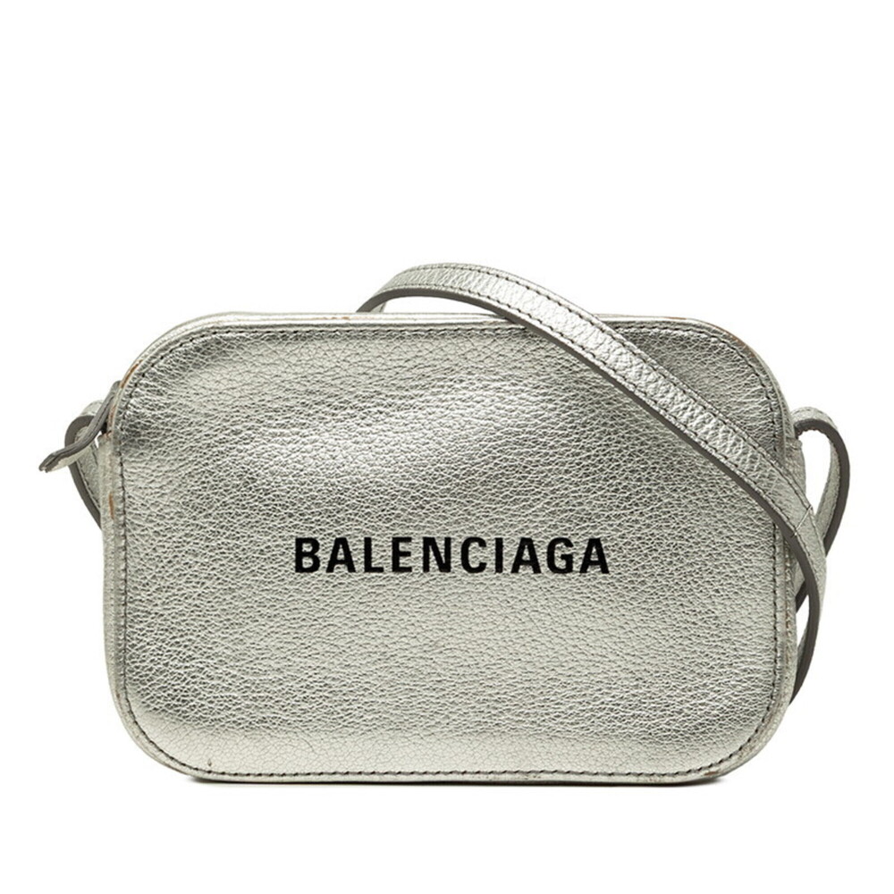 Balenciaga Everyday Camera Bag XS Crossbody Shoulder Silver Leather Women's B...